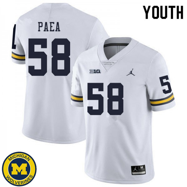 Youth Michigan Wolverines #58 Phillip Paea White NCAA Football Jersey